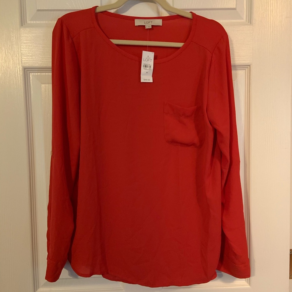NWT Ann Taylor LOFT Red Blouse
